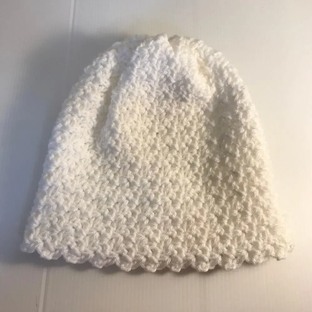 NWT Crochet Boho Cottage Winter White Neon Striped Scarf 60” & White Beanie Set
